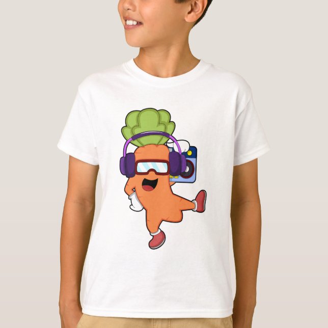 T-shirt Carotte dans la musique avec casque (Devant)