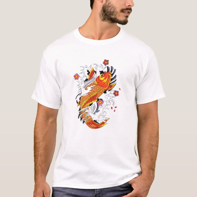 T-shirt Carpe chanceuse de Koi d'or japonais oriental (Devant)