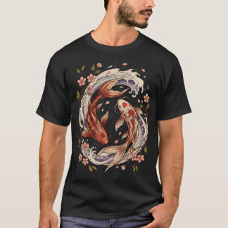 T-shirt Carpe Koï Art Japonais Esthétique Sakura Cerisier