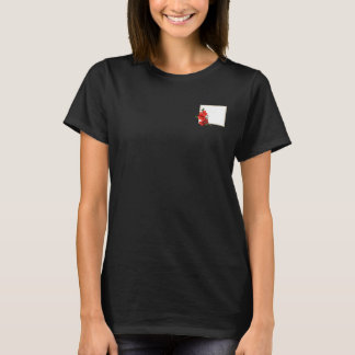T-shirt Carré en fleurs de coing japonais rouge noir