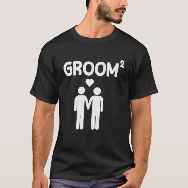 T-shirt Carré Groom Cute Gay Bi Pan Mariage (Devant)