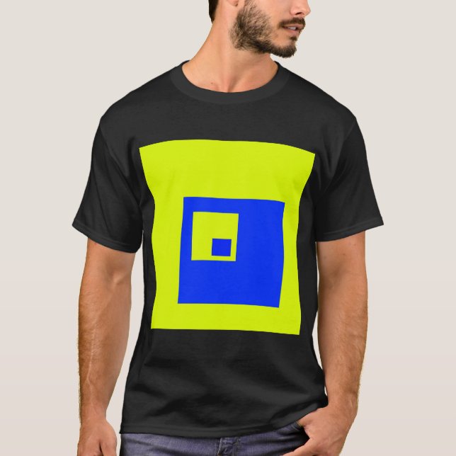 T-shirt Carré jaune et bleu (Devant)