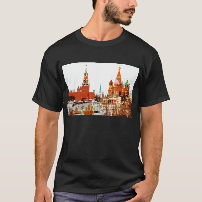 T-shirt Carré rouge de l'église de Moscou Saint Basile #1 (Devant)