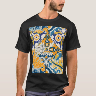 T-shirt Carreaux azulejos Patchwork Fond d'écran Vintage