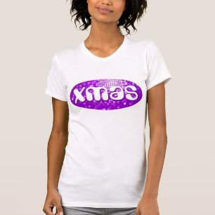 T-shirt Carreaux Disco Pourpre 'xmas dames petit blanc