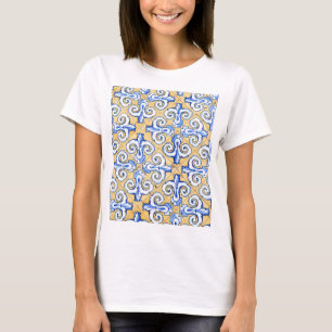 T-shirt Carreaux espagnols - Azulejo Bleu, Jaune et Blanc