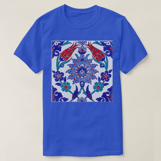 T-shirt Carrelage Méditerranée Bleu Blanc amp Rouge Beau S (Design devant)