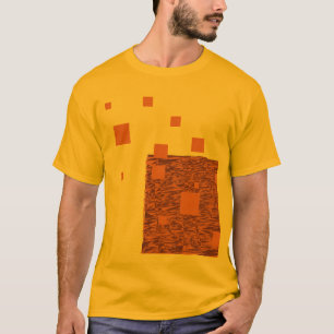 T-shirt Carrés orange flottent Brown Mesh Abstrait Artsy