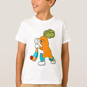 T-shirt Carrot at cricket with cricket bat