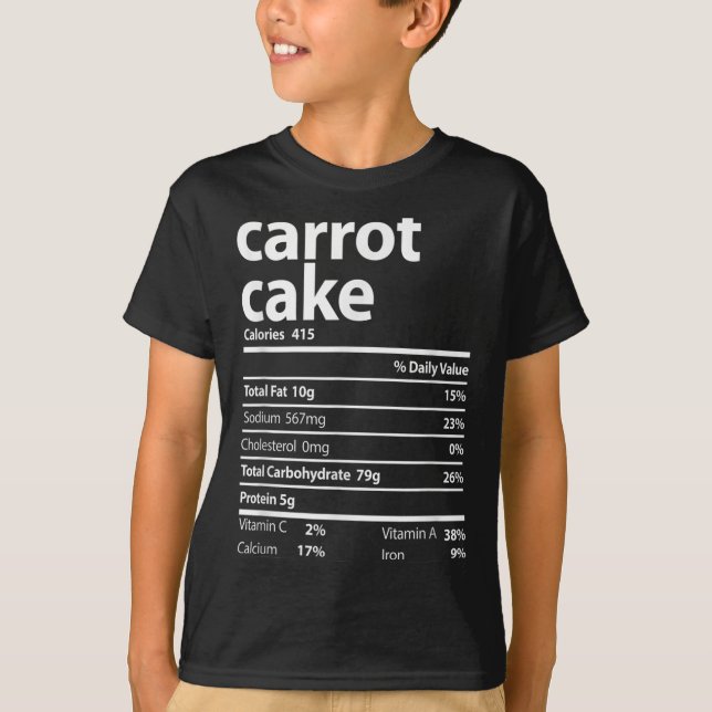 T-shirt Carrot Cake Nutrition Fiches Thanksgiving Noël (Devant)