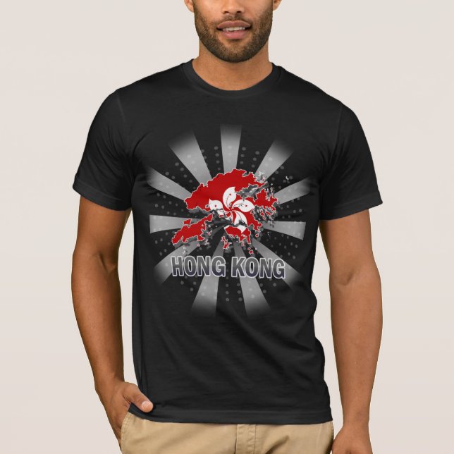 T-shirt Carte 2,0 de drapeau de Hong Kong (Devant)