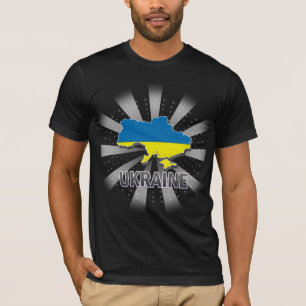 T-shirt Carte 2,0 de drapeau de l'Ukraine