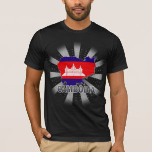 T-shirt Carte 2,0 de drapeau du Cambodge