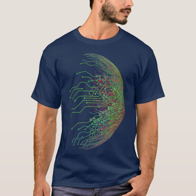 T-shirt Carte Abstraite Binary World (Devant)