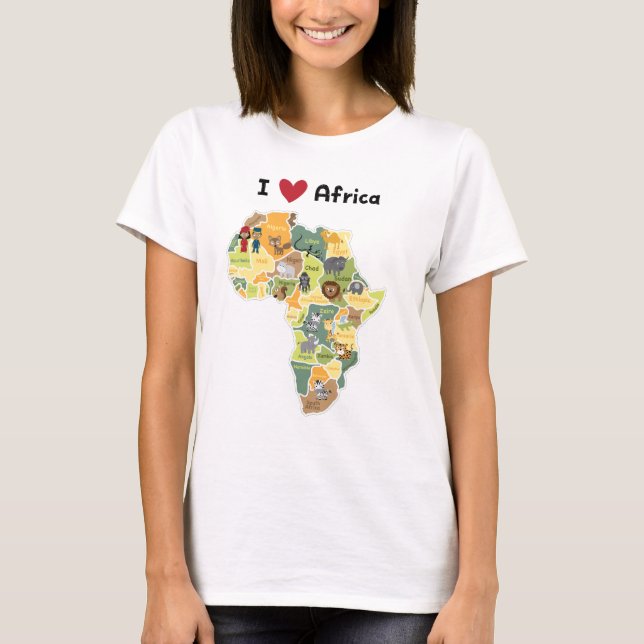 T-shirt Carte africaine de safari - coeur Afrique d'I - (Devant)
