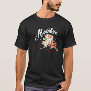 T-shirt Carte Alaska Flower Alaska AK Map Fille Femmes Enf