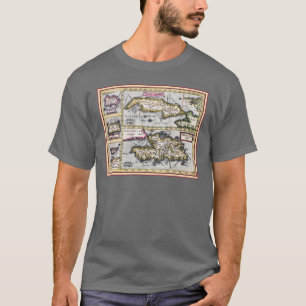 T-shirt Carte antique du Cuba, Haïti, République