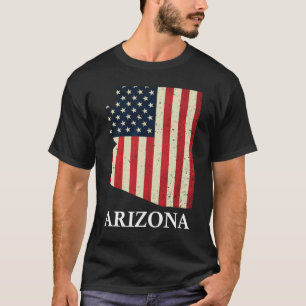 T-shirt Carte Arizona State American Flag 4 juillet Fierté