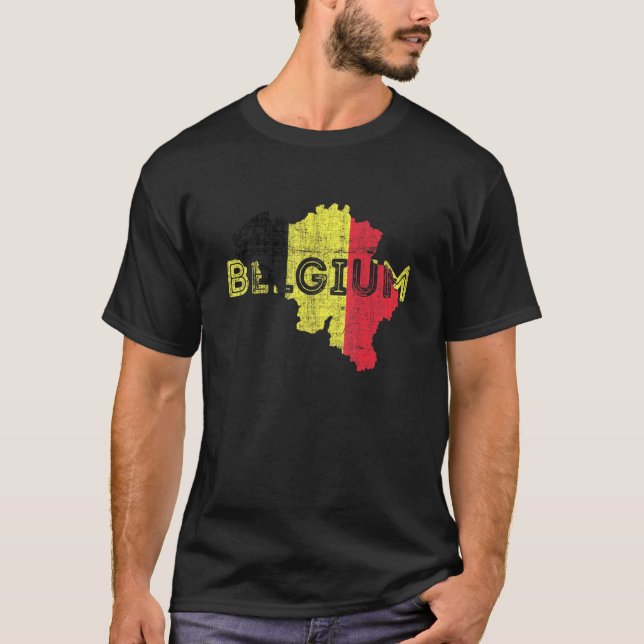 T-shirt Carte Belge Et Drapeau Souvenir Distorti Belgique (Devant)