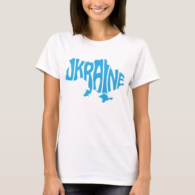 T-shirt Carte bleue ukrainienne avec inscription Ukraine (Devant)