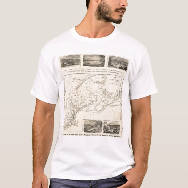 T-shirt Carte Boston et chemin de fer du Maine (Devant)