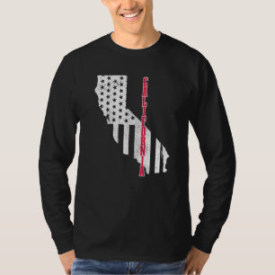 T-shirt Carte California American Flag Pride Patriotic 4th