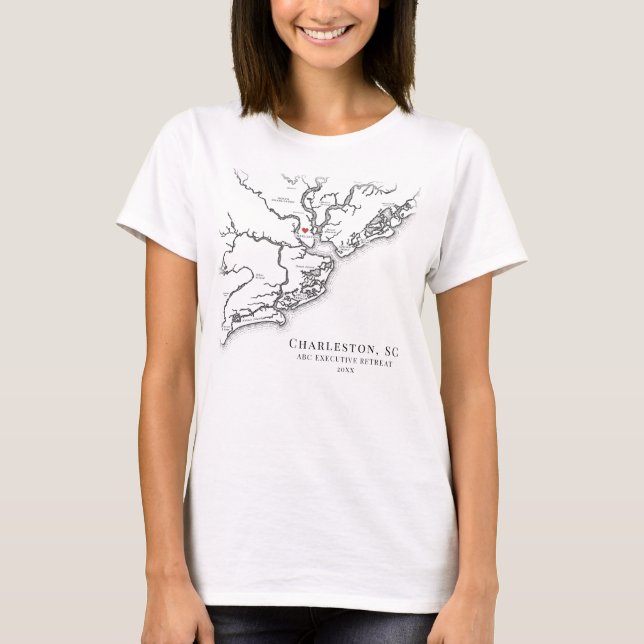 T-shirt Carte Charleston Caroline du Sud Carte de retraite (Devant)