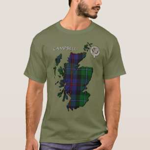 T-shirt Carte Clan Campbell Crest & Cawdor Tartan