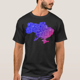 T-shirt Carte colorée de l'art mandala en Ukraine avec le