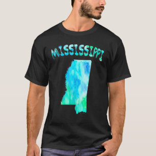 T-shirt Carte Colorée De L'État Du Mississippi Isolé À Wat