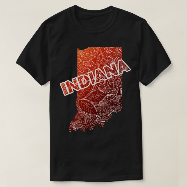 T-shirt Carte colorée de l'Indiana avec texte en b (Design devant)