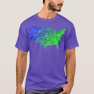 T-shirt Carte colorée de mandala art des Etats-Unis d'A