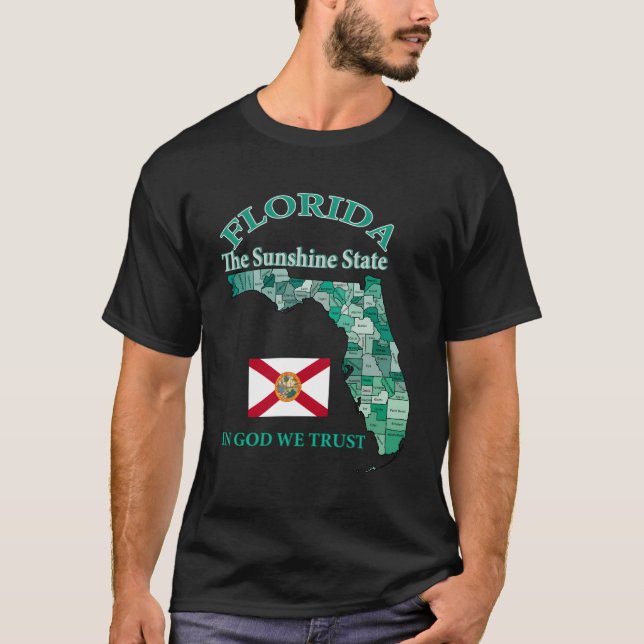 T-shirt Carte Colorée Du Comté D'État De Floride Avec Surn (Devant)