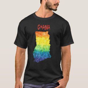 T-shirt Carte colorée du Ghana isolé en aquarelle Colorfu