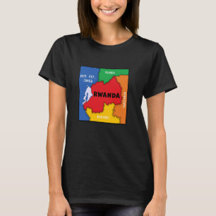 T-shirt Carte colorée simplifiée du Rwanda, pays voisin