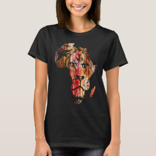 T-shirt Carte d'Afrique tête de lion visage safari faune a