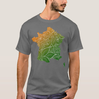 T-shirt Carte d'art de mandala colorée France avec texte e