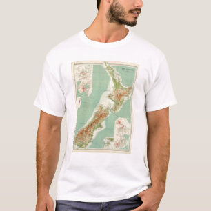 T-shirt Carte d'atlas de la Nouvelle Zélande