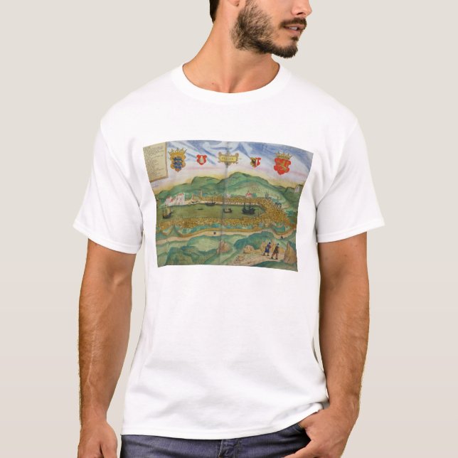 T-shirt Carte de Bergen, de "Civitates Orbis Terrarum" par (Devant)