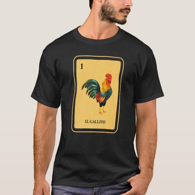 T-shirt Carte de bingo traditionnelle mexicaine El Gallito (Devant)