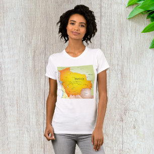 T-shirt Carte de Bolivie avec villes et frontières