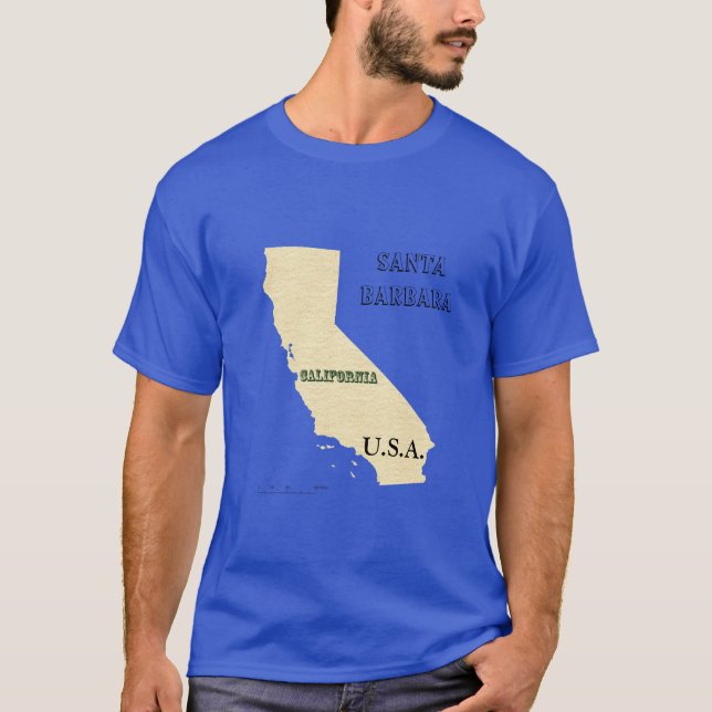 T-Shirt - Carte de Californie avec nom de ville (Devant)