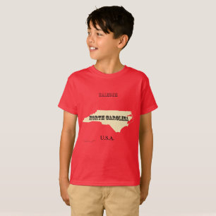T-shirt - Carte de Caroline du Nord avec ville