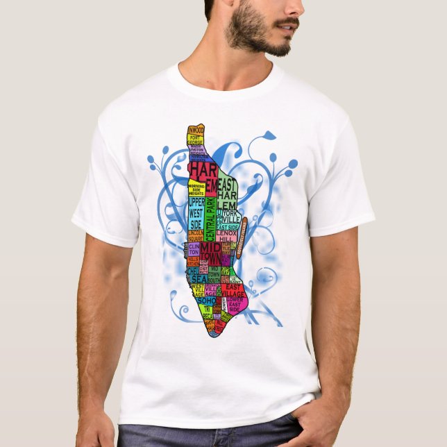 T-shirt Carte de code à couleurs de Manhattan (Devant)