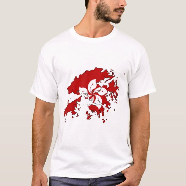 T-shirt Carte de drapeau de Hong Kong (Devant)