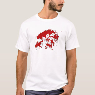 T-shirt Carte de drapeau de Hong Kong normale