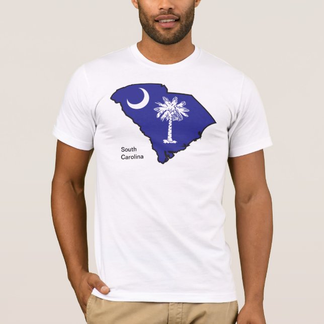 T-shirt Carte de drapeau de la Caroline du Sud (Devant)