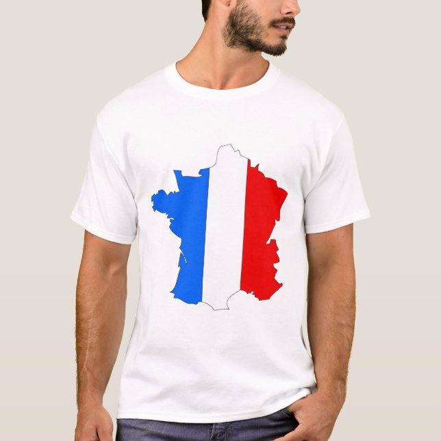 T-shirt Carte de drapeau de la France (Devant)