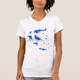 T-shirt Carte de drapeau de la Grèce normale