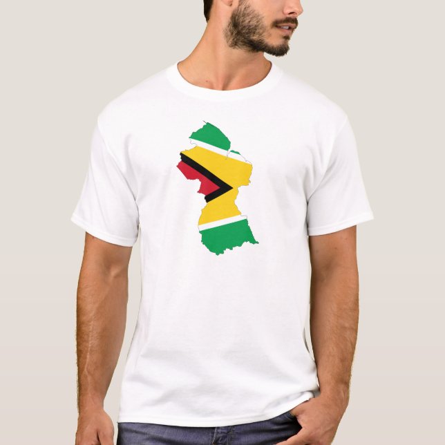 T-shirt Carte de drapeau de la Guyane (Devant)